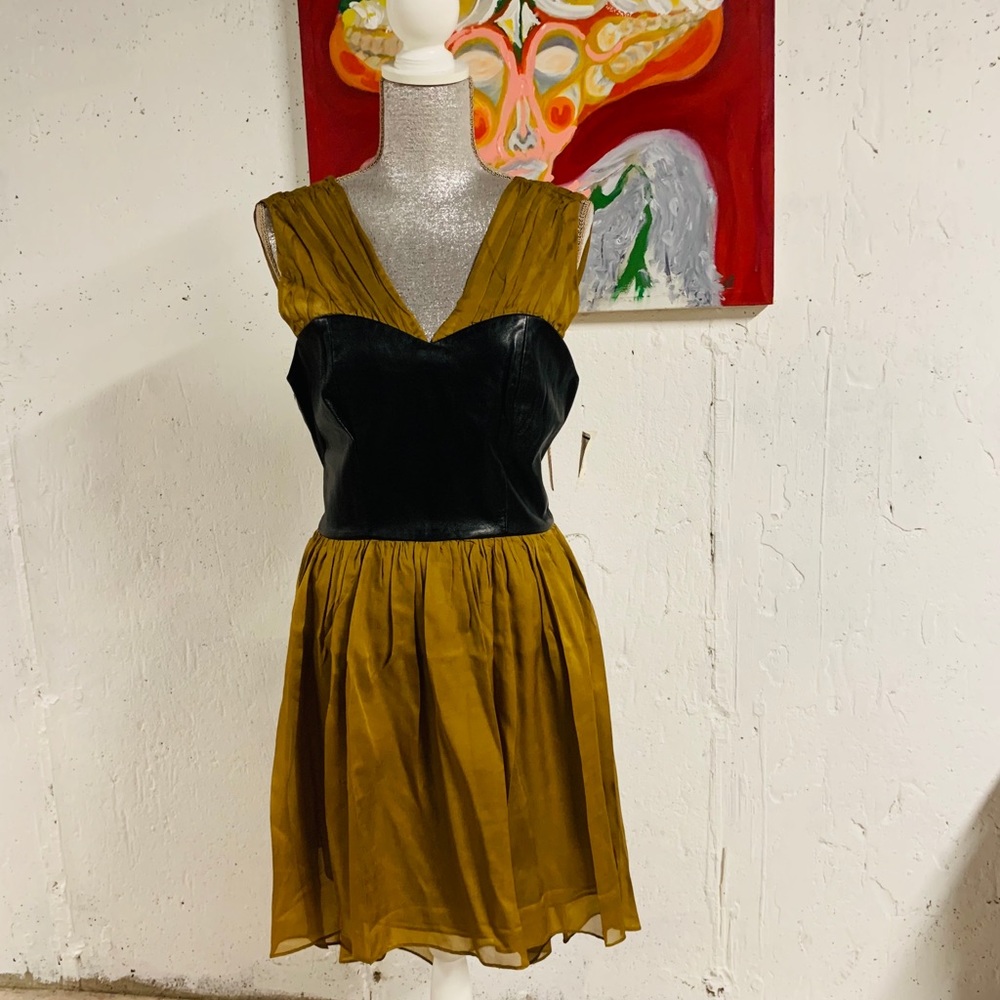 One of a kind chiffon leather dress.